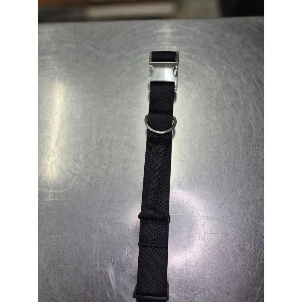 Adjustable Black Nylon Dog Collar Strap with Metal‎ Buckle and D-Ring